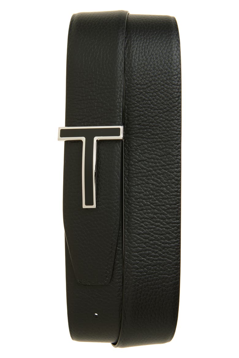 T Icon Full Grain Leather Belt, Main, color, 1N001 BLACK