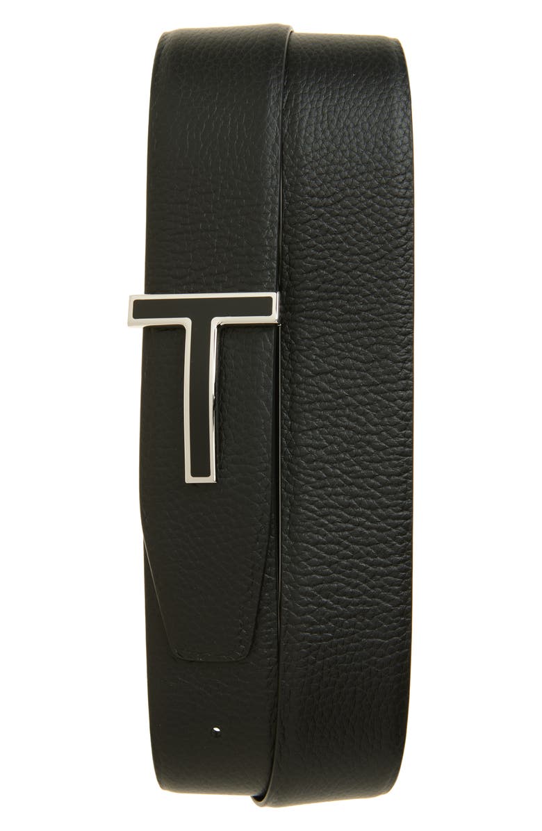 TOM FORD T Icon Full Grain Leather Belt, Main, color, 1N001 Black