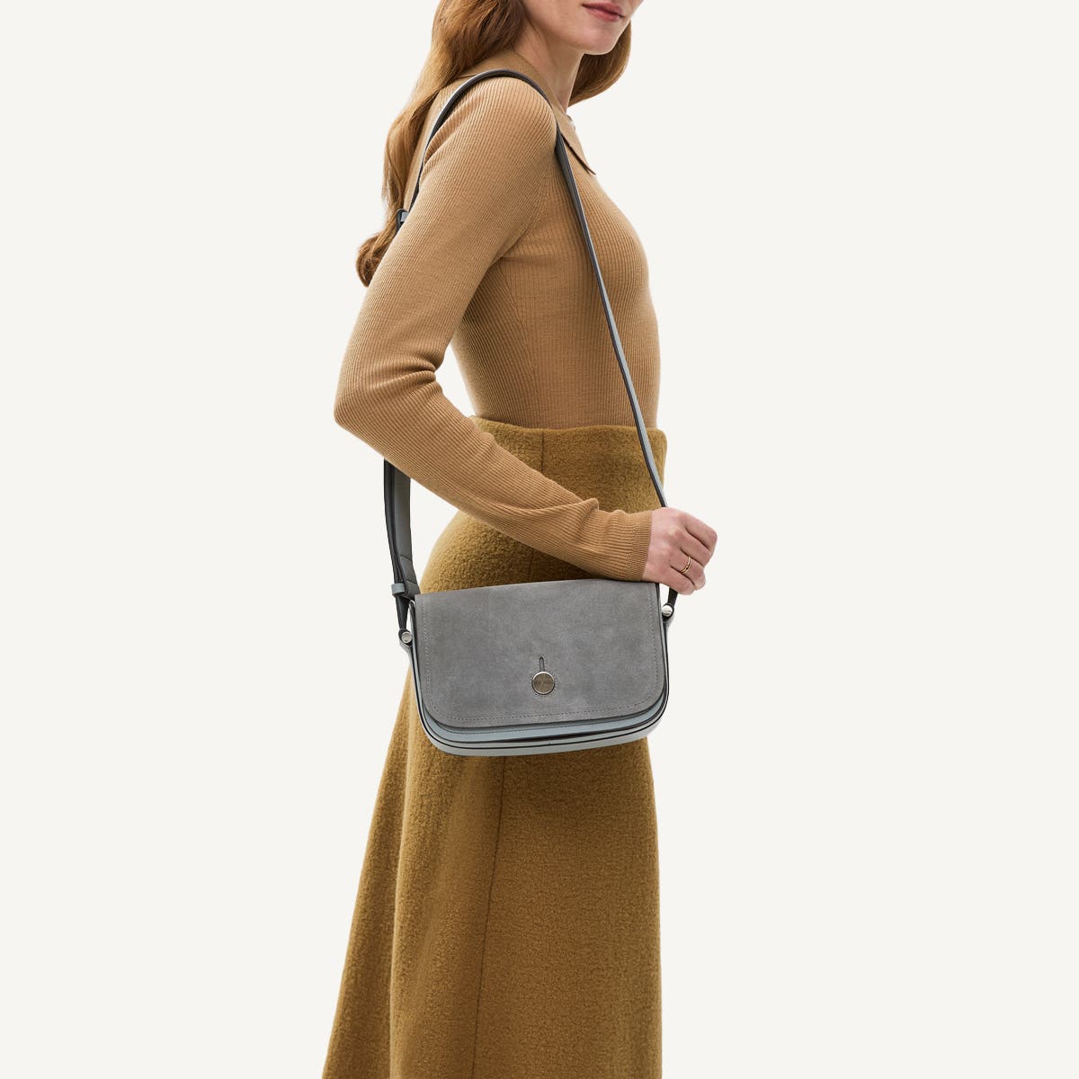 Radley Bathurst Mews - Suede Medium Flapover Crossbody  Bag, Alternate, color, Artichoke