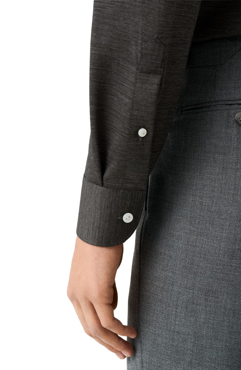 Eton Slim Fit Merino Wool Dress Shirt, Alternate, color, Dark Grey