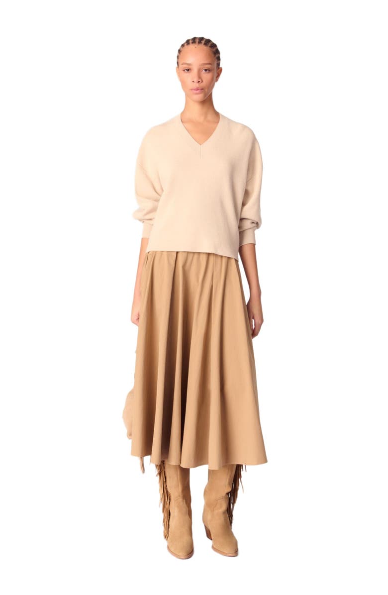 maje Wool blend V-neck sweater, Main, color, Beige
