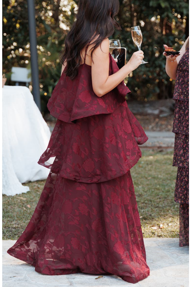 Nerissa Tiered Maxi Dress, Alternate, color, BURGUNDY