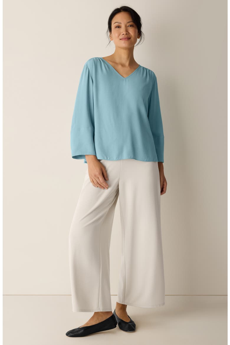 Lantern Sleeve Silk Top, Alternate, color, SEAFOAM