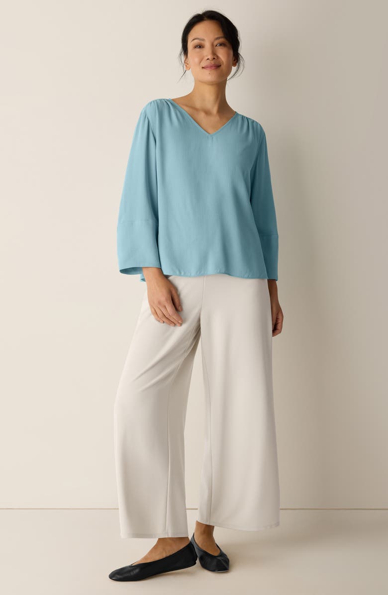 Eileen Fisher Lantern Sleeve Silk Top, Alternate, color, Seafoam