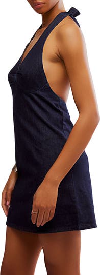 Trevi Denim Halter Minidress