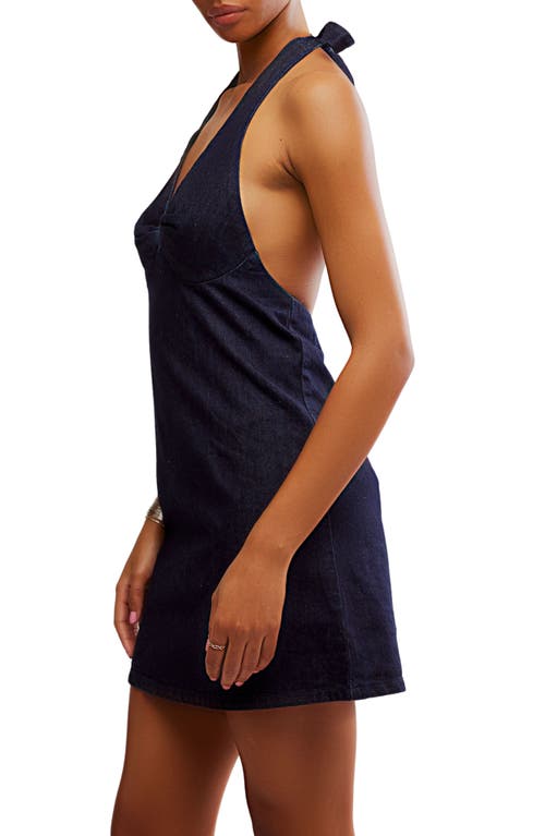 Free People Trevi Denim Halter Minidress