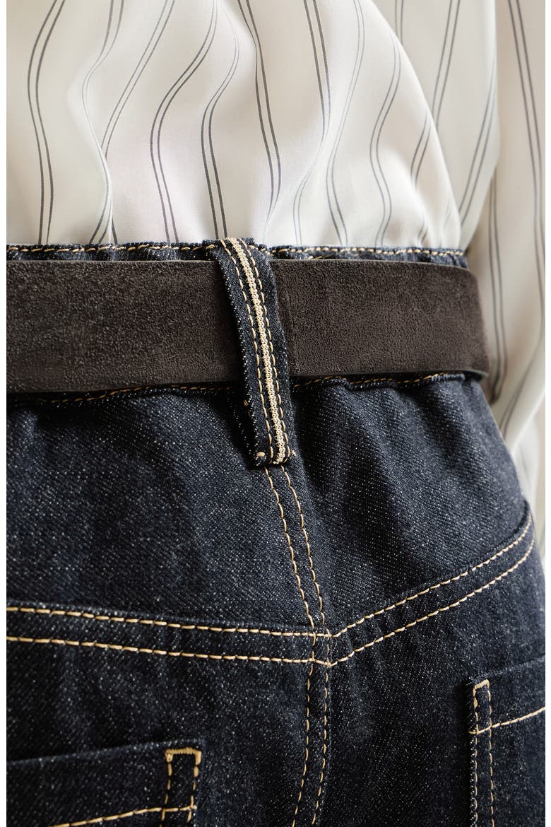 No-fade denim contemporary trousers with monili, Alternate, color, Dark Denim