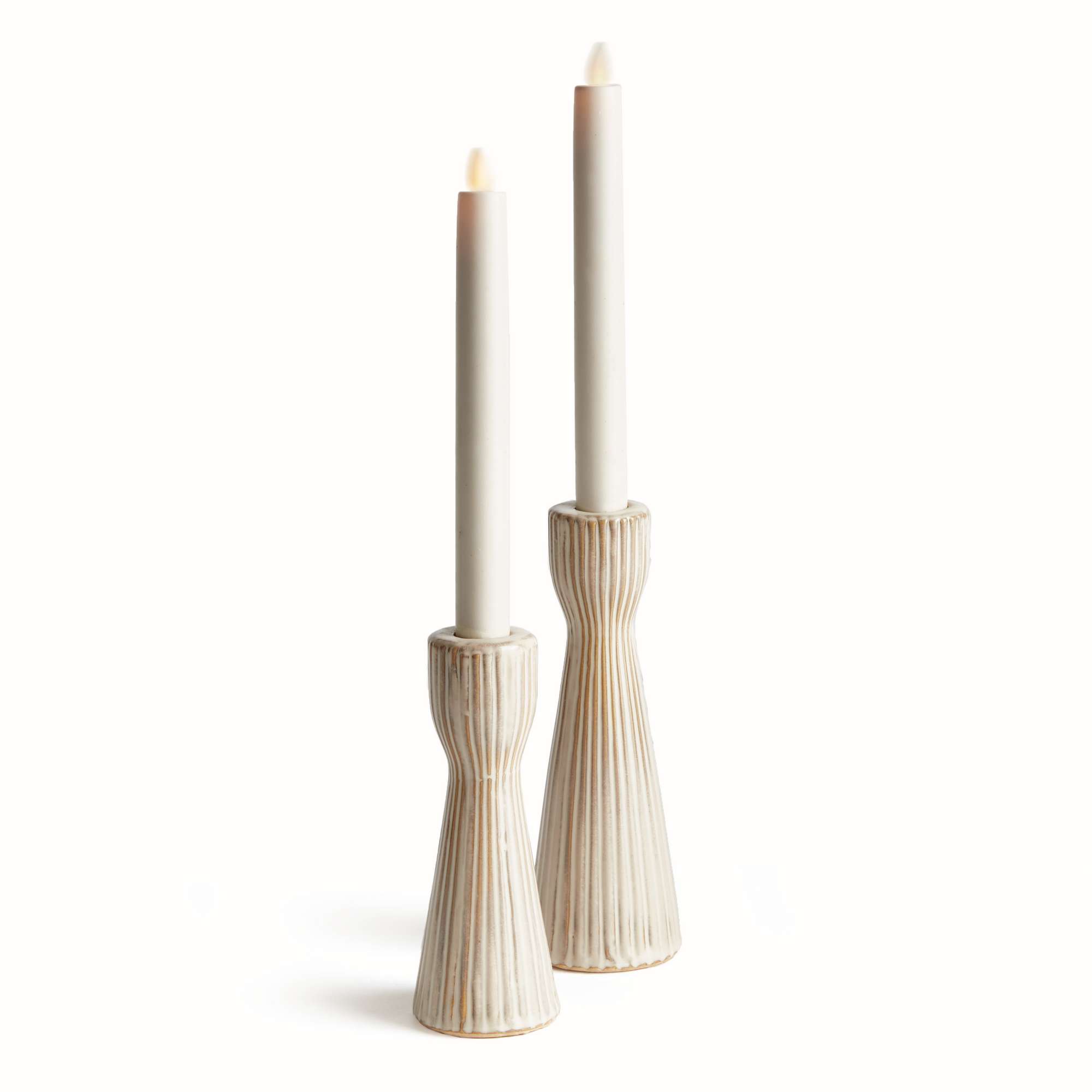 Napa Home & Garden Lesley Cream Taper Holders, Set of 2 - Off-White