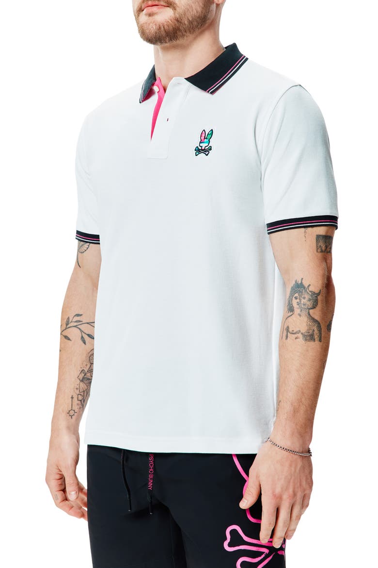 Nate Tipped Pima Cotton Piqué Polo, Alternate, color, WHITE