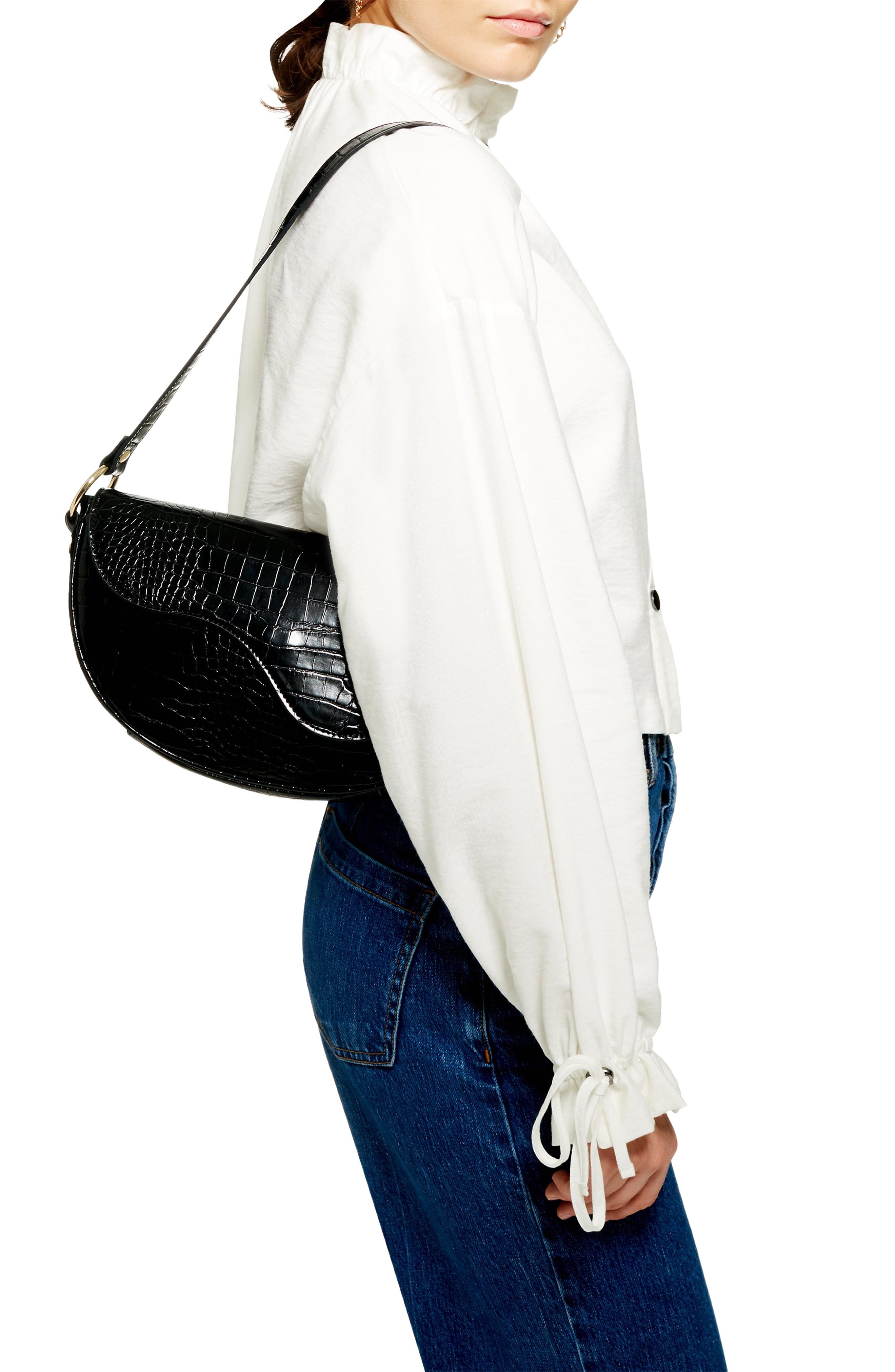 Topshop Demi Faux Leather Shoulder Bag, Alternate, color, 