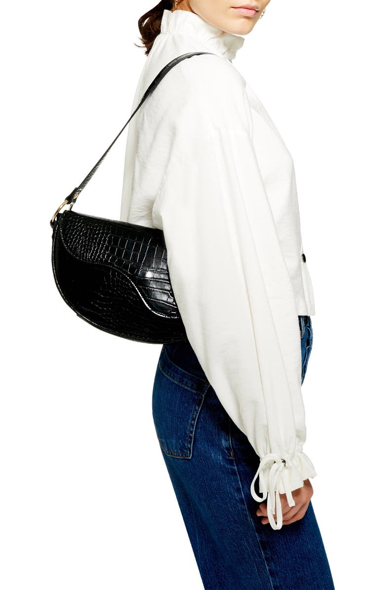 Topshop Demi Faux Leather Shoulder Bag, Alternate, color,