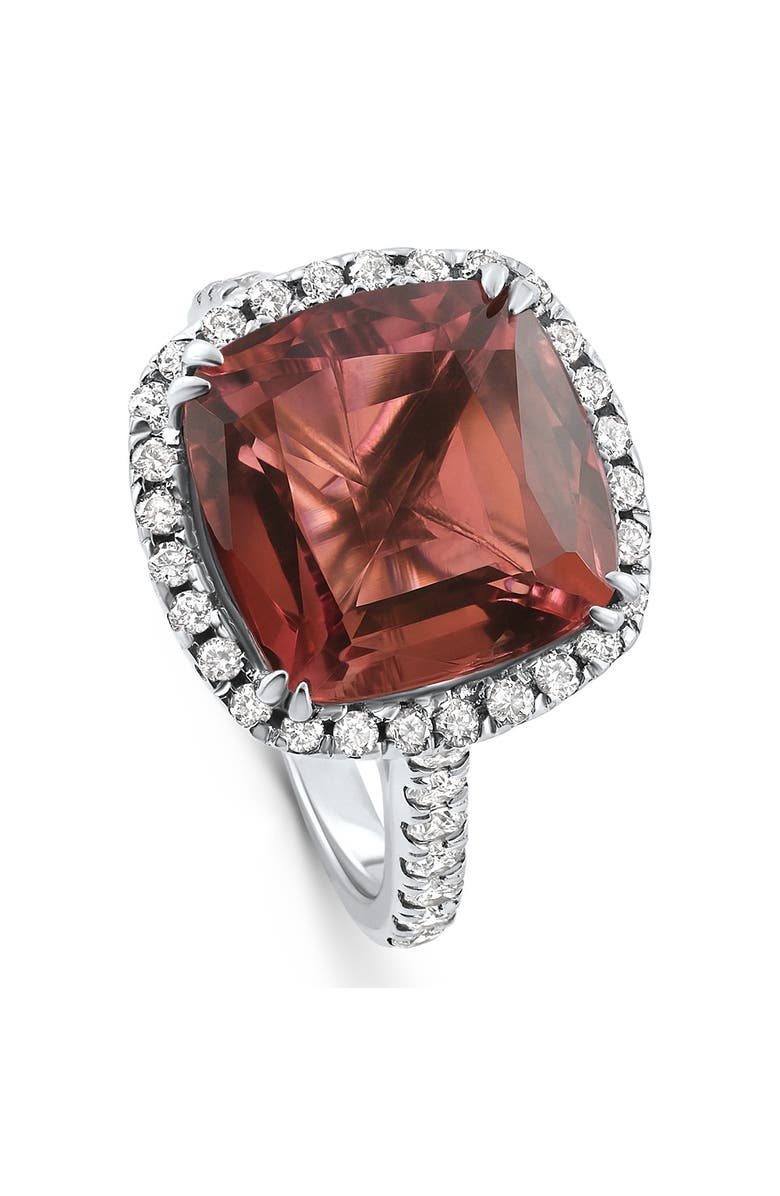 Bliss Diamond 6.84Ct Red Brown Cushion Tourmaline Diamond Halo Ring 14k Gold Lab Grown, Alternate, color,