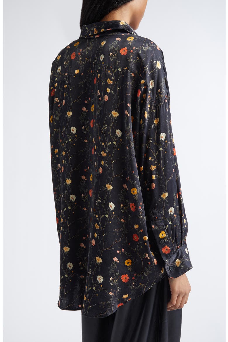Drop Neck Floral Button-Up Shirt, Alternate, color, FLORAL ON BLACK