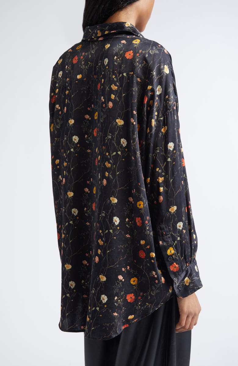 R13 Drop Neck Floral Button-Up Shirt, Alternate, color, Floral On Black