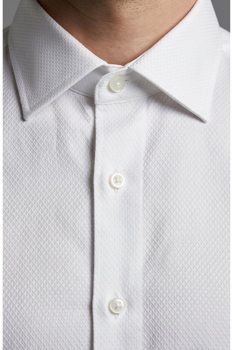 Diamond Textured Cotton Dress Shirt, Alternate, color, WHITE