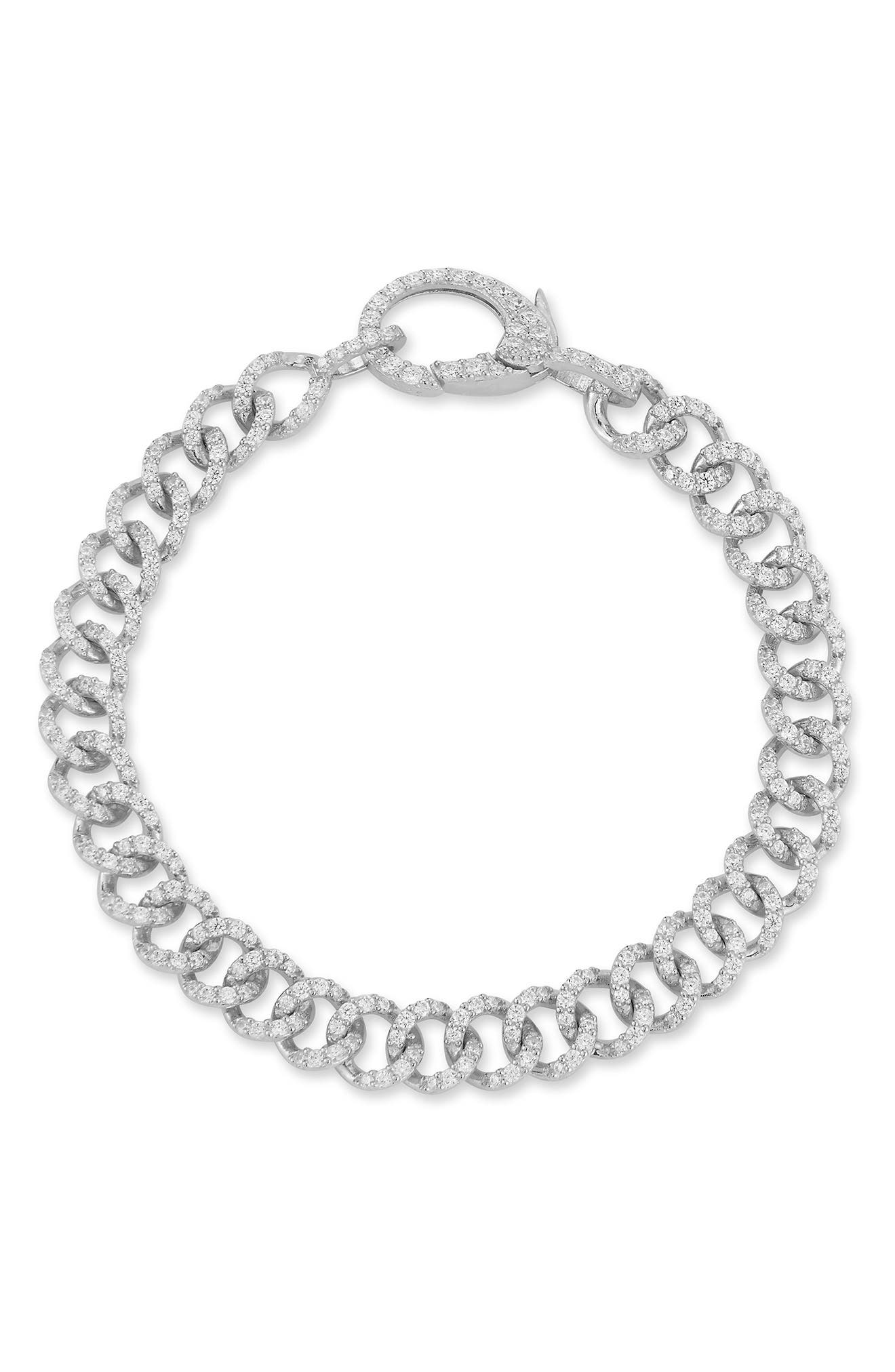 Pavé Clasp Curb Link Bracelet
