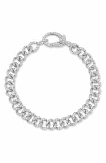 Pavé Clasp Curb Link Bracelet