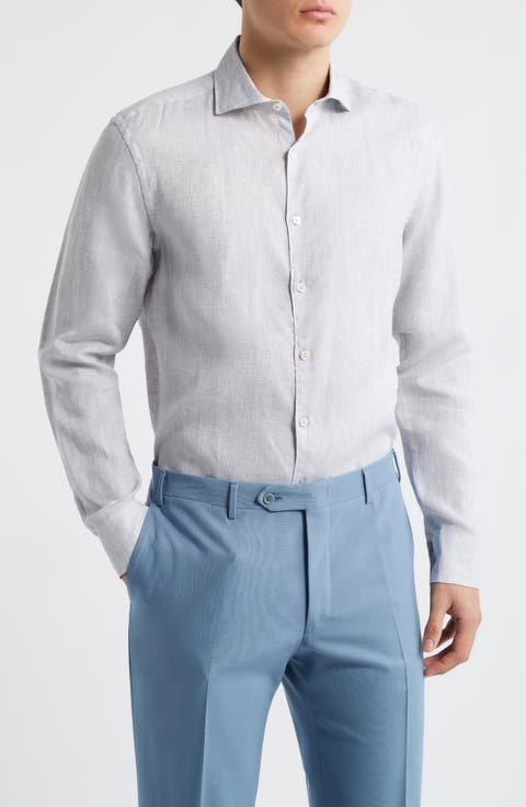 Regular Fit Linen Button-Up Shirt