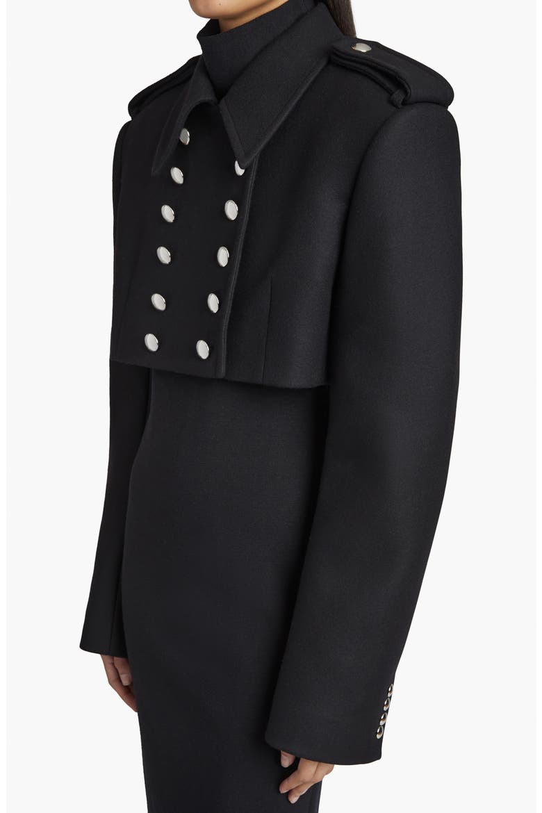 Leara Double Breasted Crop Melton Wool Blend Jacket, Alternate, color, BLACK