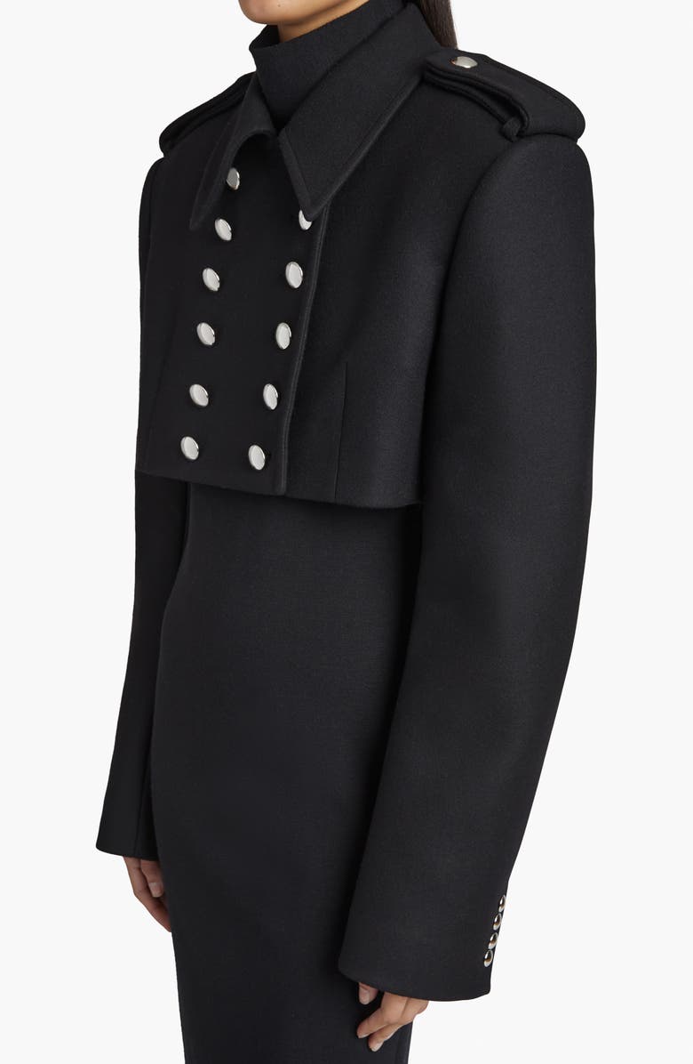 Khaite Leara Double Breasted Crop Melton Wool Blend Jacket, Alternate, color, Black