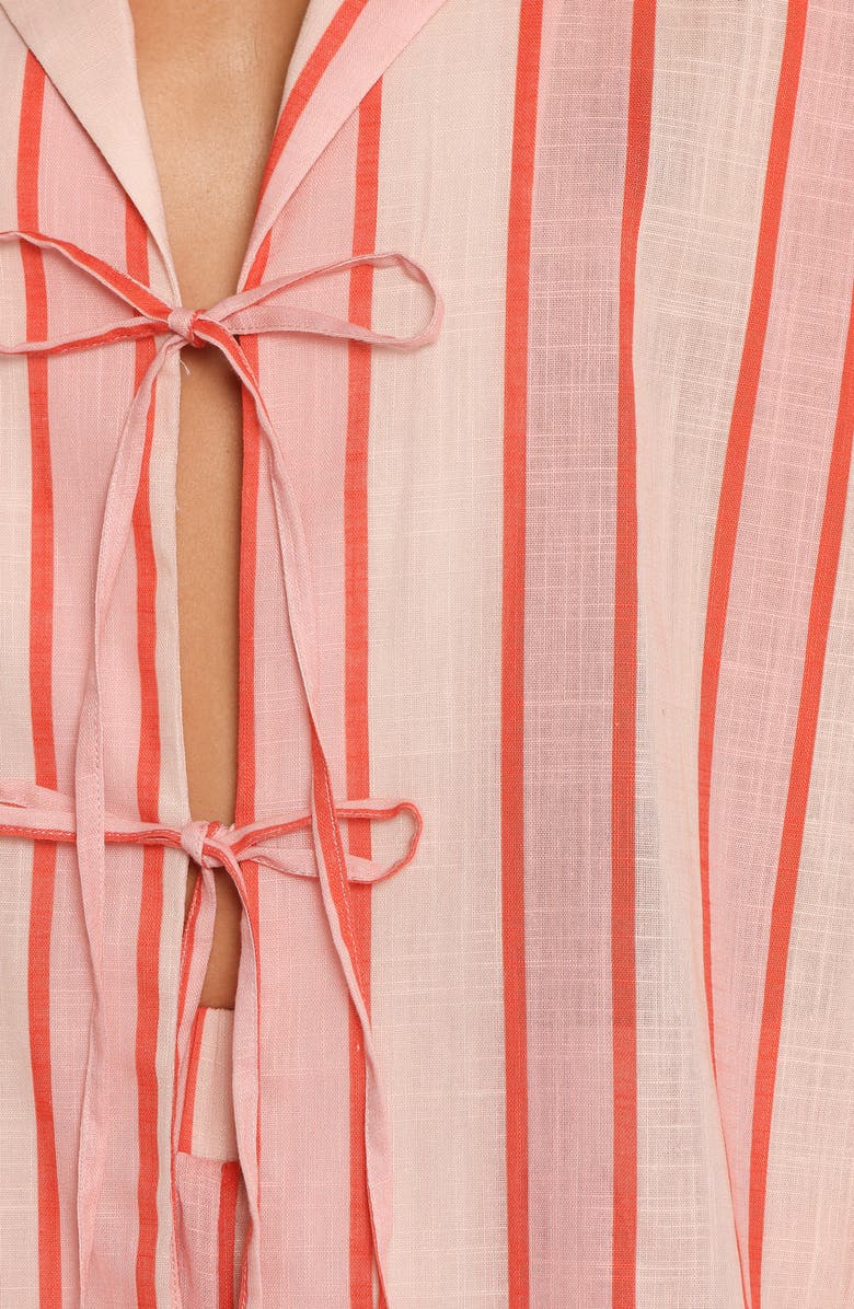 Petal & Pup Aaliyah Stripe Cotton Tie Front Top, Alternate, color, 