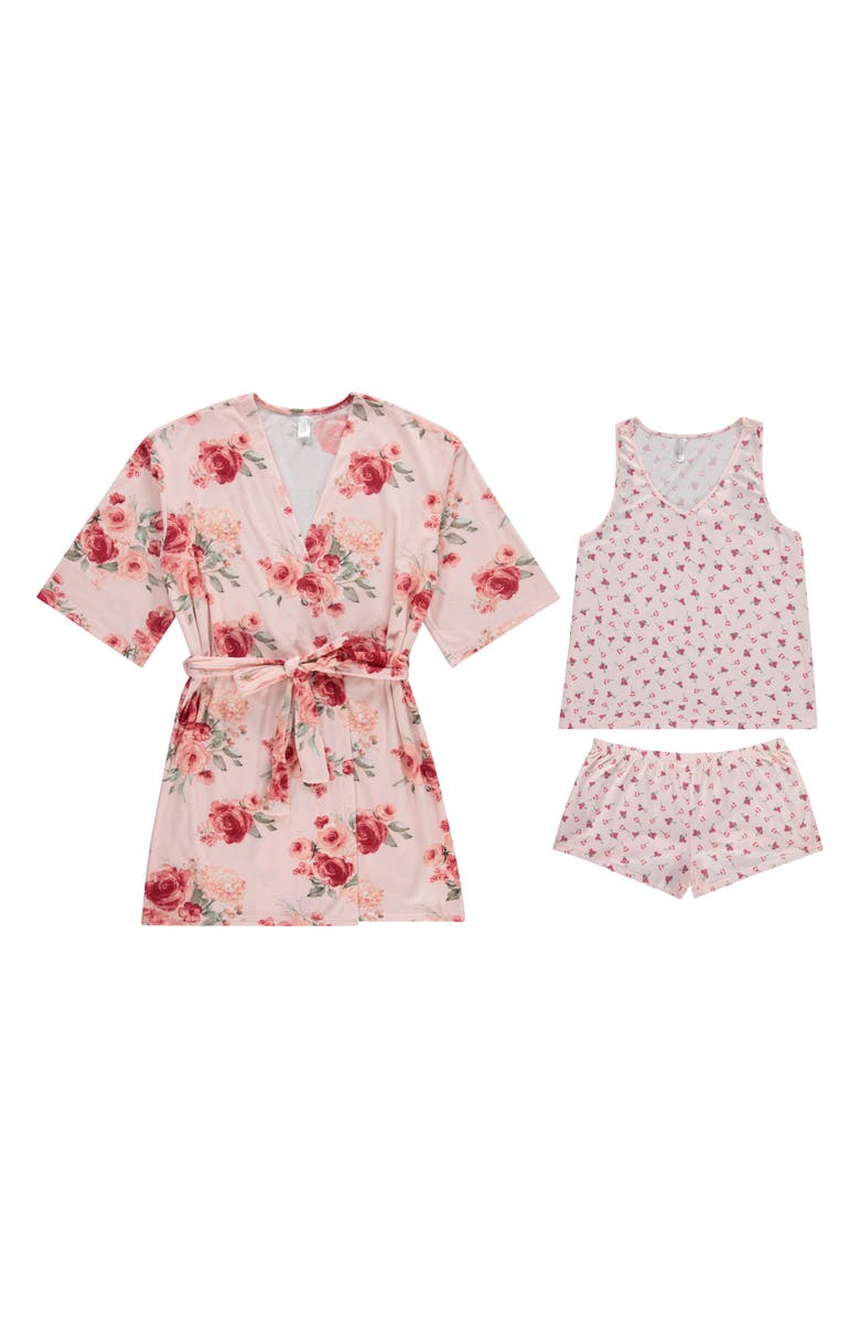 Flora By Flora Nikrooz Dalphene 3-Piece Travel Pajamas Set, Alternate, color, Pink