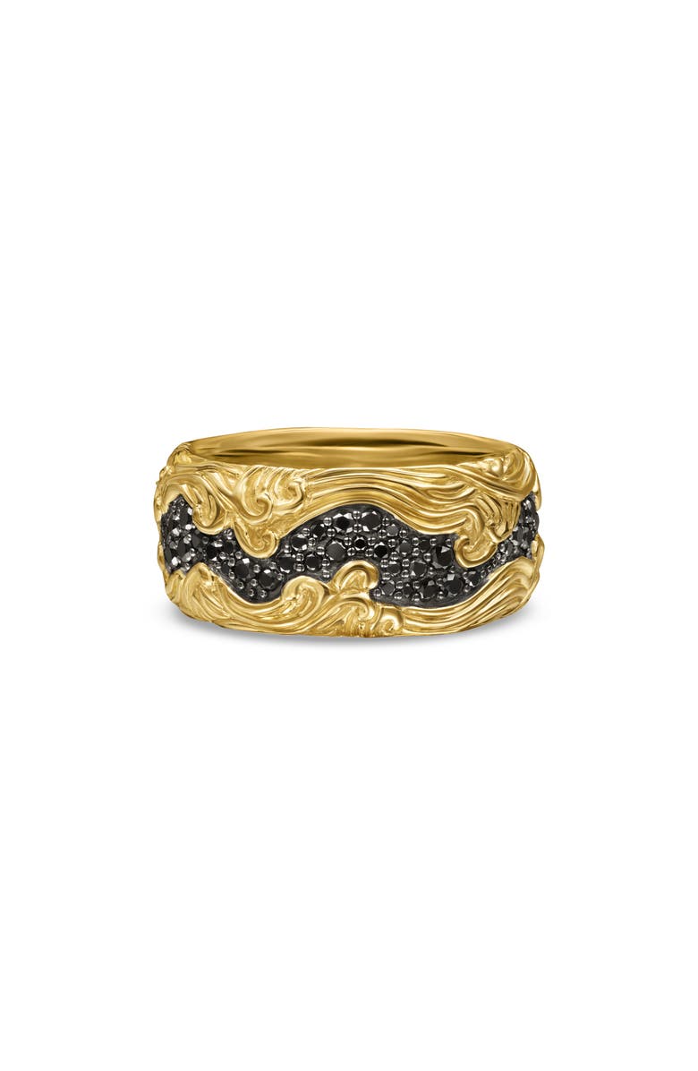 David Yurman Waves Pavé Band Ring, Alternate, color, 18K Gold