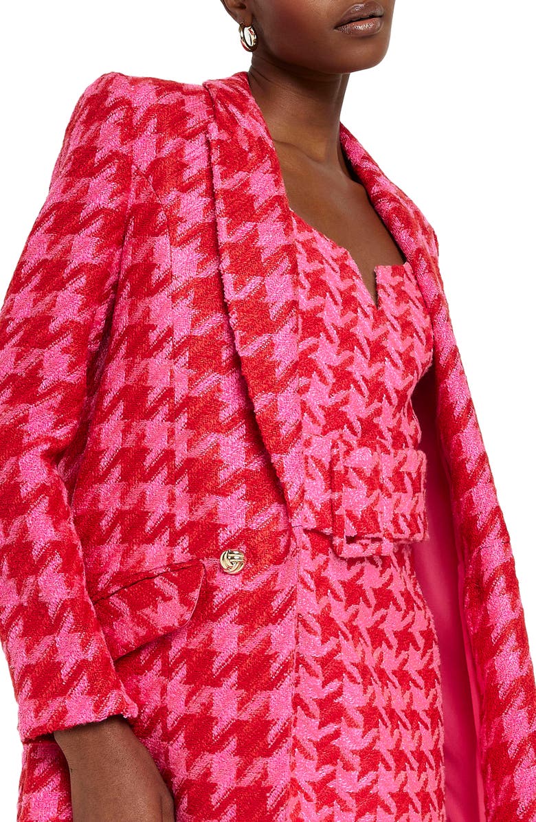 River Island Houndstooth Bouclé Blazer, Alternate, color,