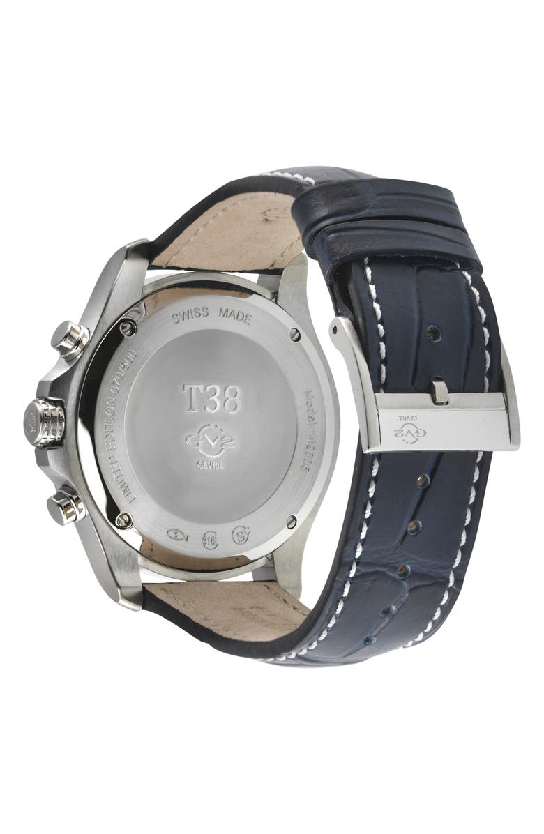 GV2 T38 Chronograph Croc Embossed Leather Strap Watch, 45mm, Alternate, color,