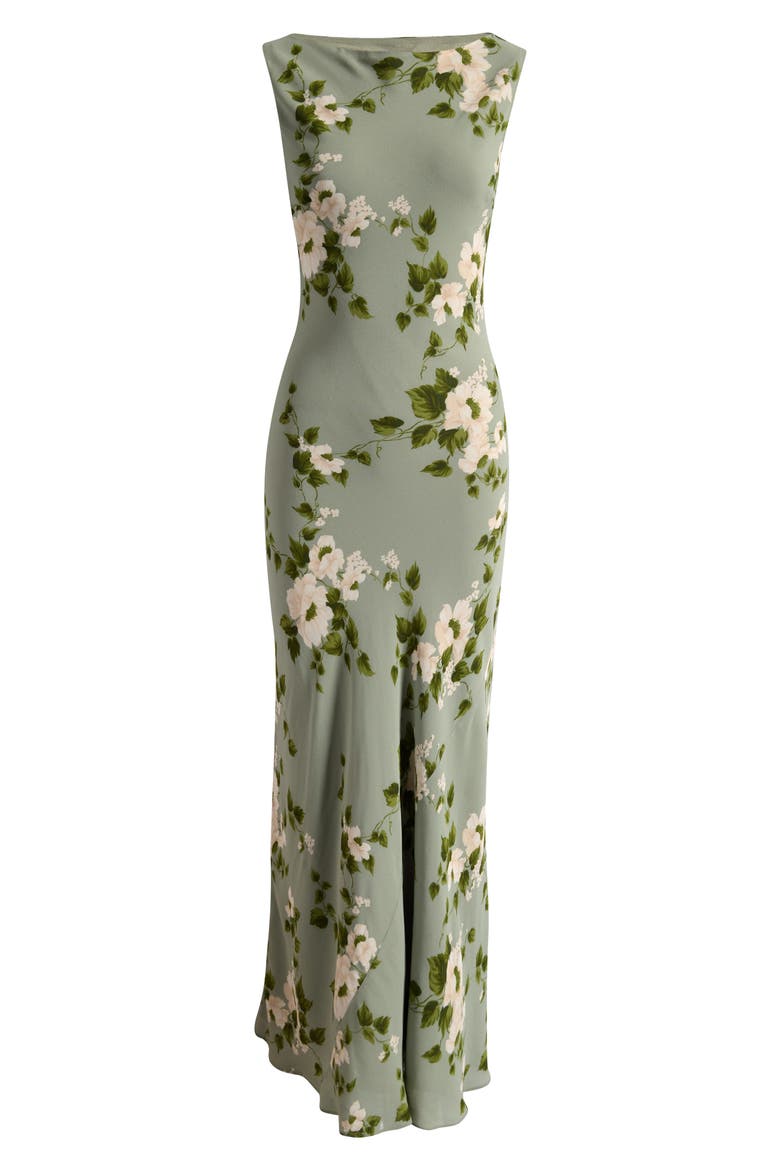 Prescott Floral Mermaid Dress, Main, color, GREENERY