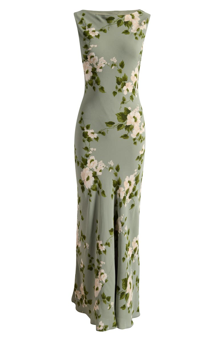 Reformation Prescott Floral Mermaid Dress, Main, color, Greenery