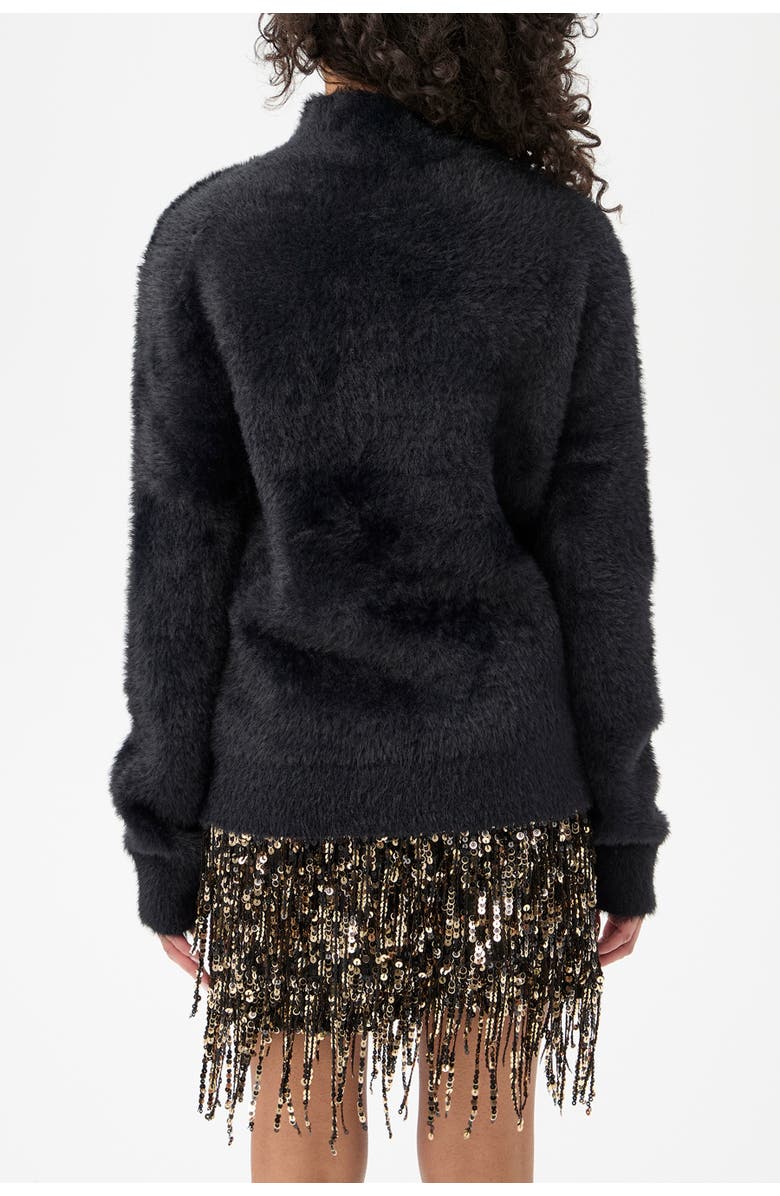 Trina Turk Bazaar Fuzzy Turleneck Pullover, Alternate, color, Black
