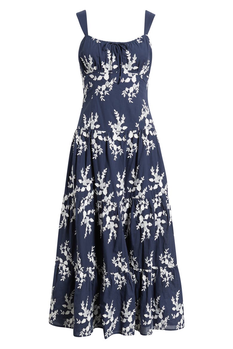 Embroidered Sleeveless Maxi Dress, Alternate, color, NAVY MULTI