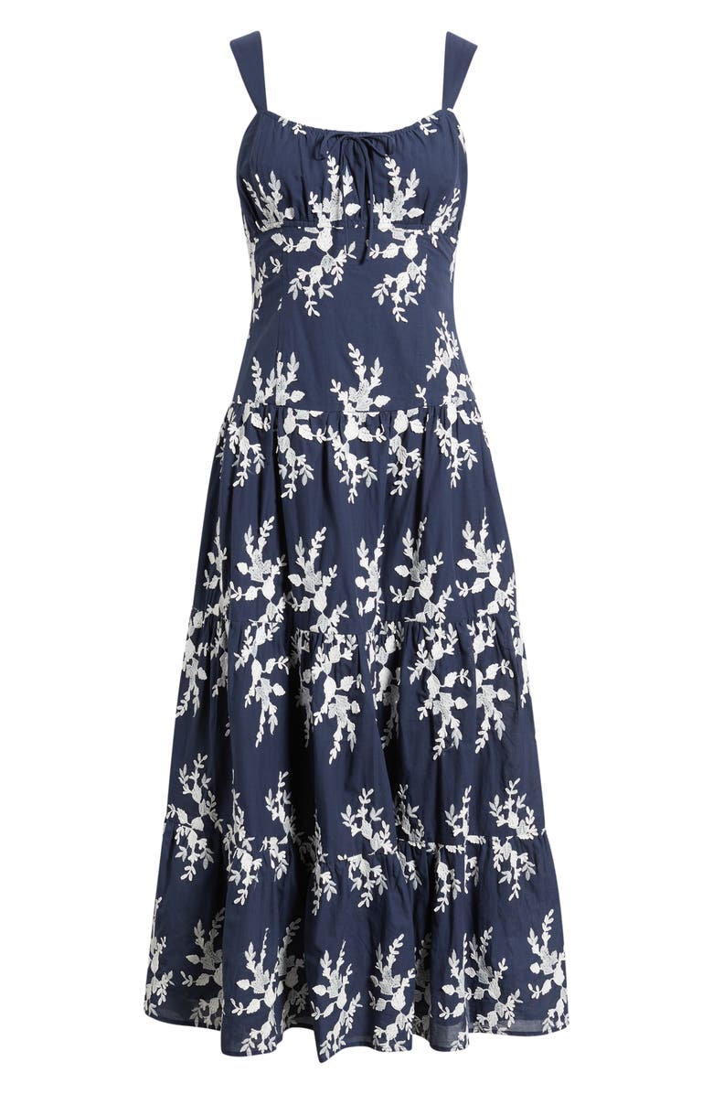 MOON RIVER Embroidered Sleeveless Maxi Dress, Alternate, color, Navy Multi