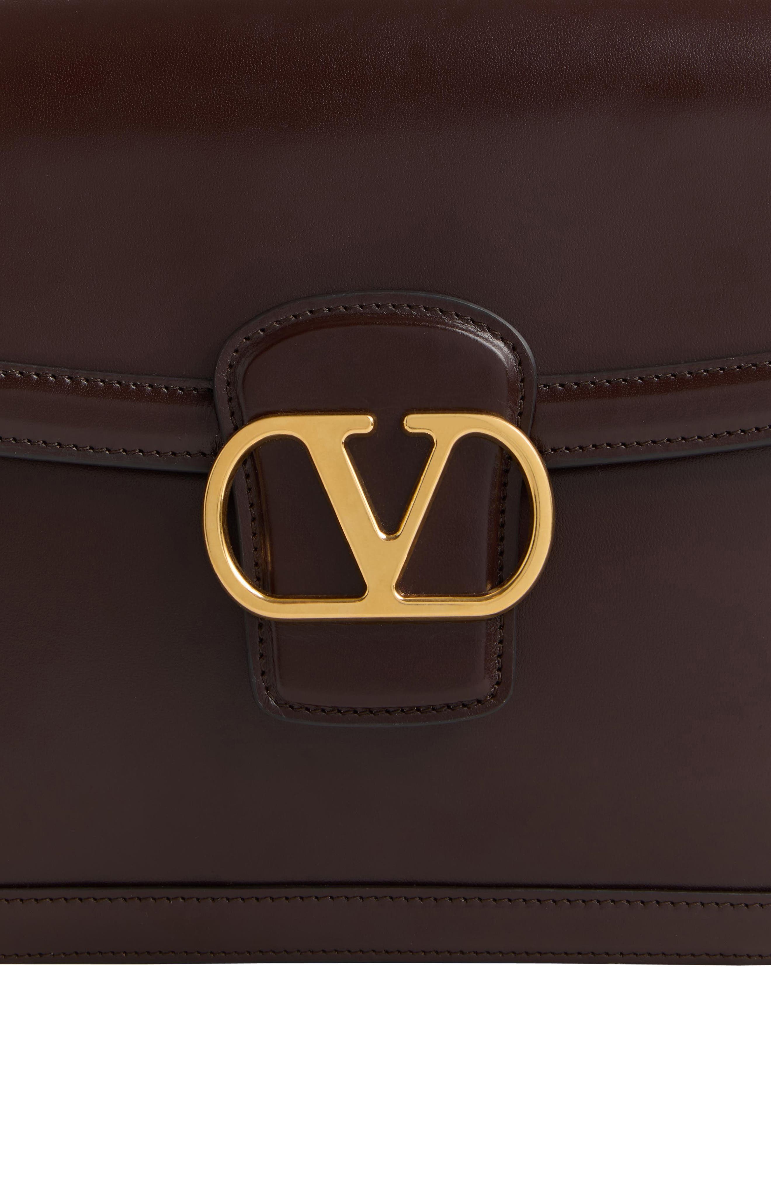 Valentino Garavani 9TO5 Leather Shoulder Bag, Alternate, color, Brown/ Black