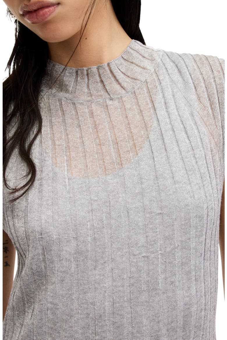 Patrice Cap Sleeve Rib Midi Sweater Dress, Alternate, color, SILVER