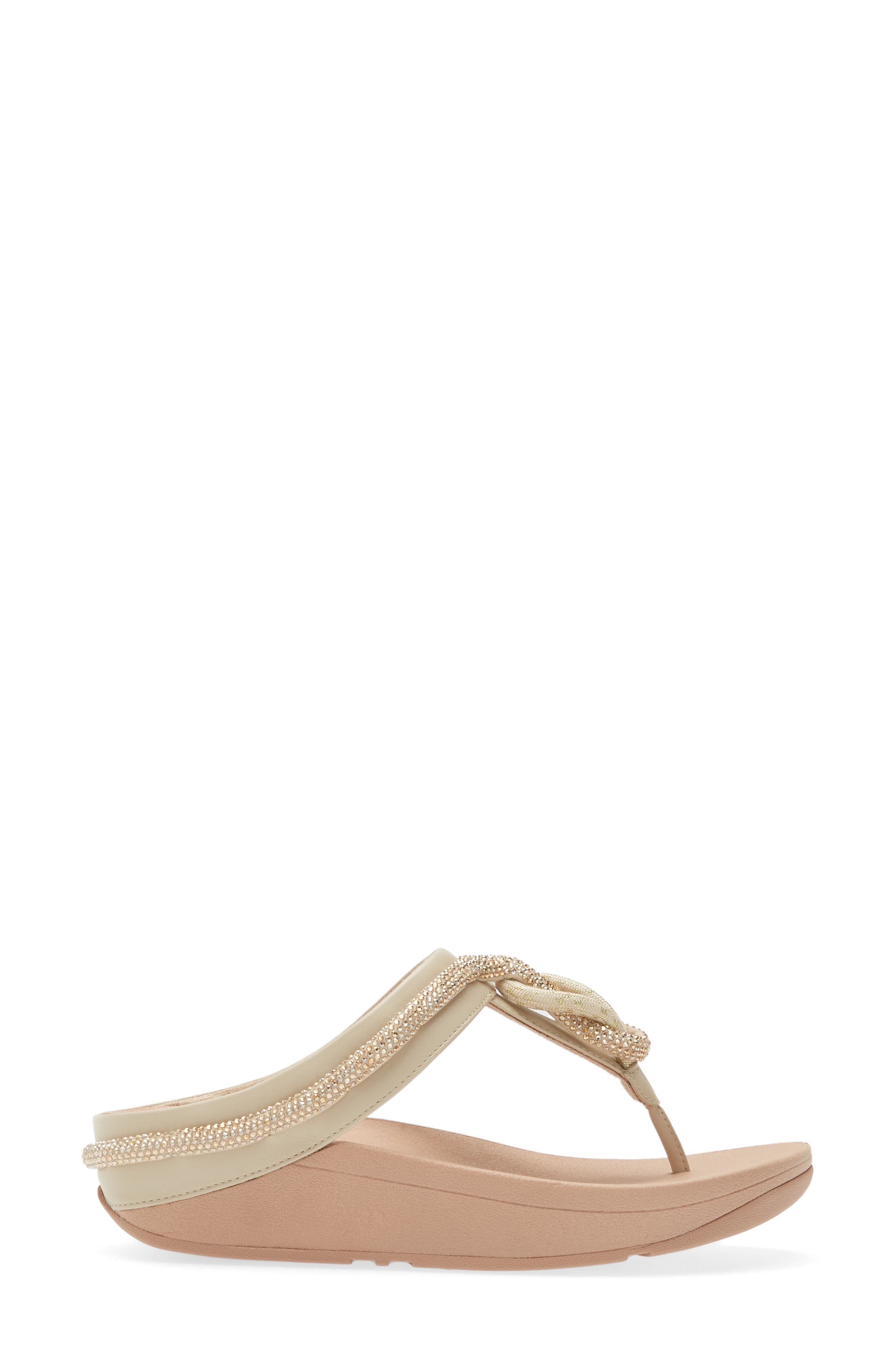 FitFlop Fino Crystal Flip Flop, Alternate, color, Stone Beige