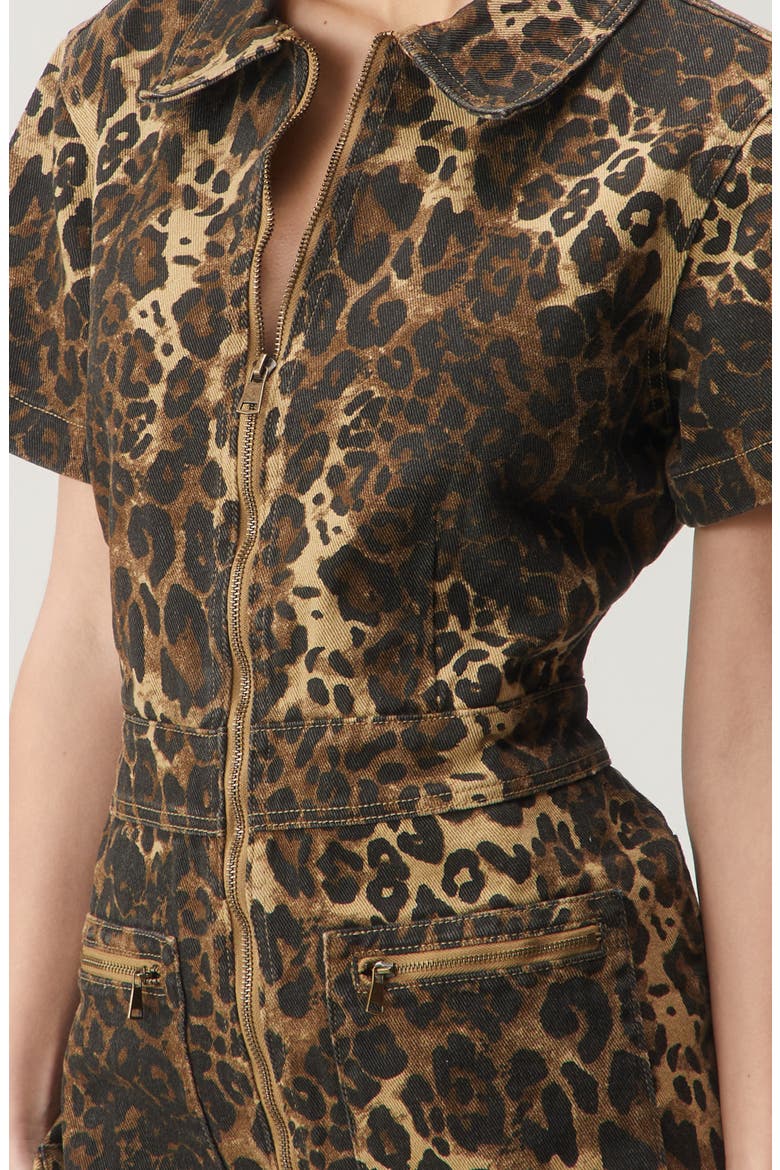 Leopard Print Denim Romper, Alternate, color, LEOPARD