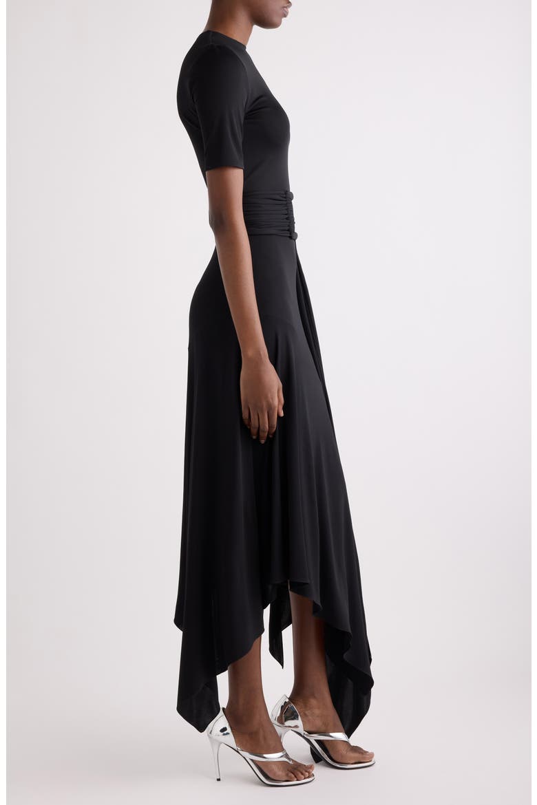 Belted Bias Cut Fluid Jersey Asymmetric Dress, Alternate, color, NOIR ALAIA