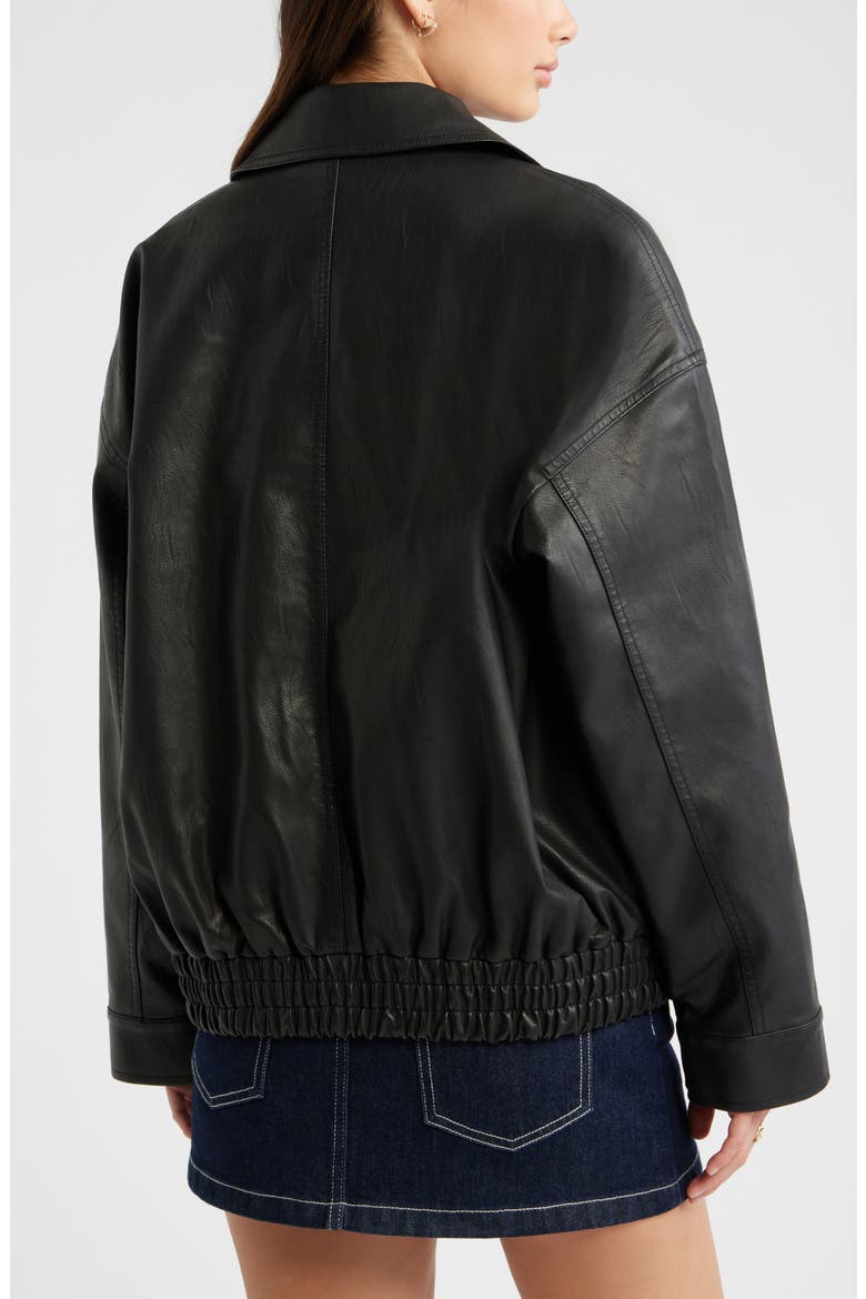 Relaxed Faux Leather Jacket, Alternate, color, BLACK