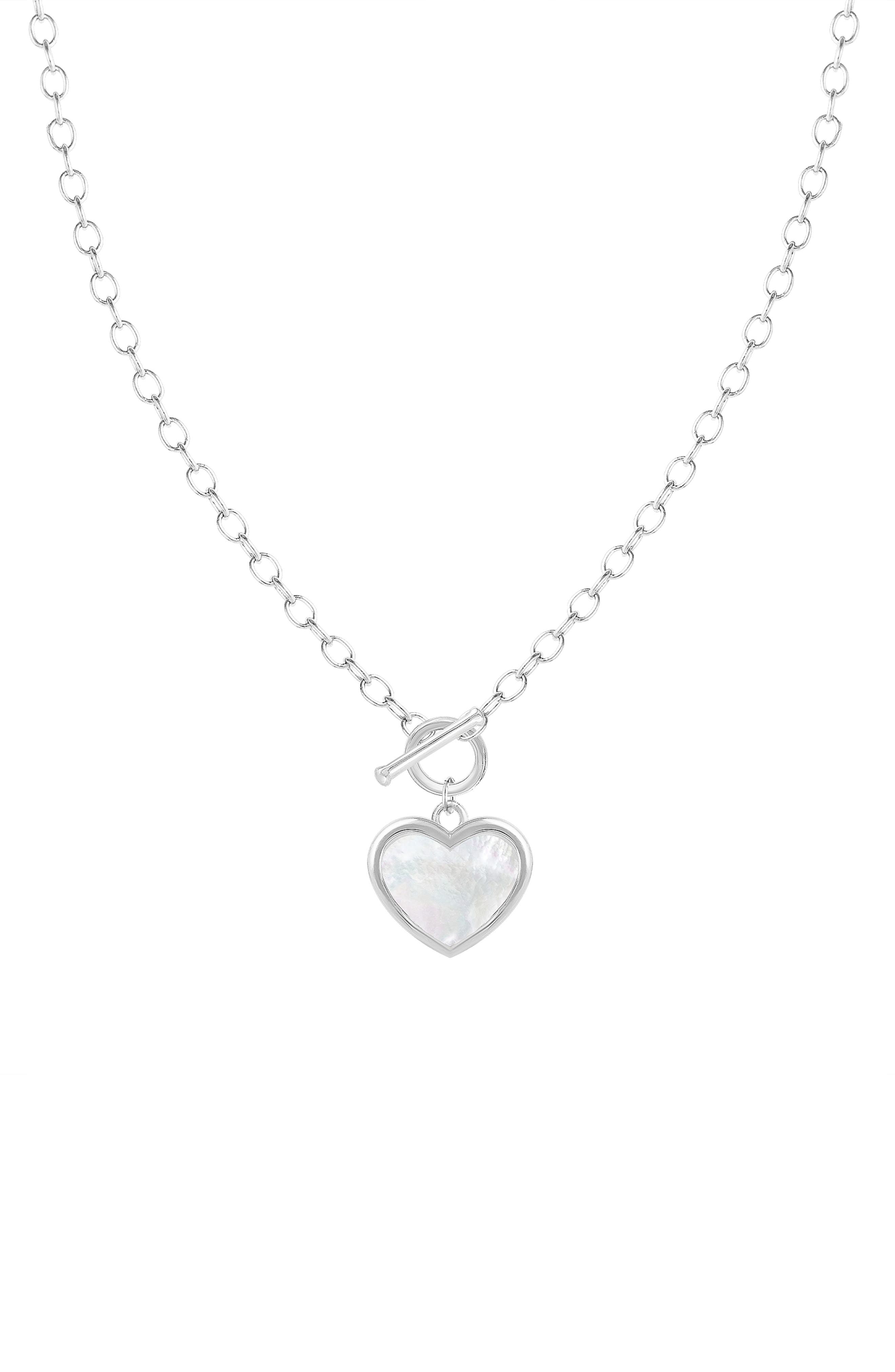 Mother of Pearl Shell Heart Pendant Necklace