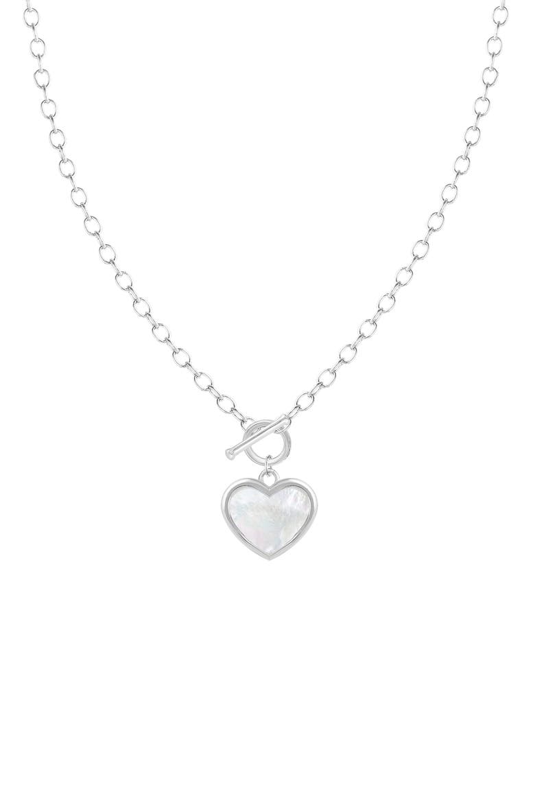 Mother of Pearl Shell Heart Pendant Necklace, Main, color, WHITE