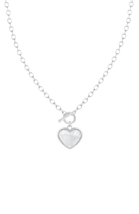 Mother of Pearl Shell Heart Pendant Necklace