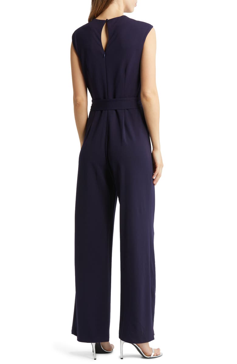 Tahari ASL Cross Neck Tie Waist Jumpsuit, Alternate, color,