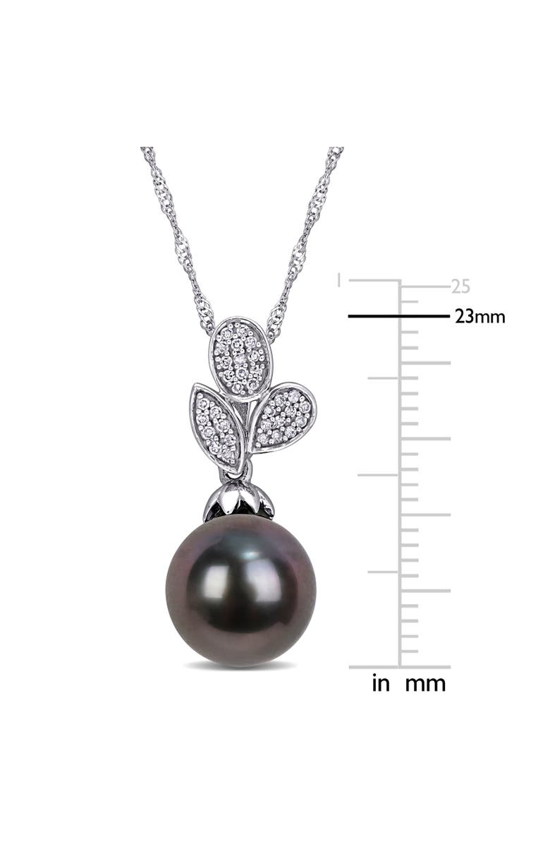 Julianna B. Tahitian Pearl & Diamond Leaf Drop Necklace 10k, Alternate, color, Pearl