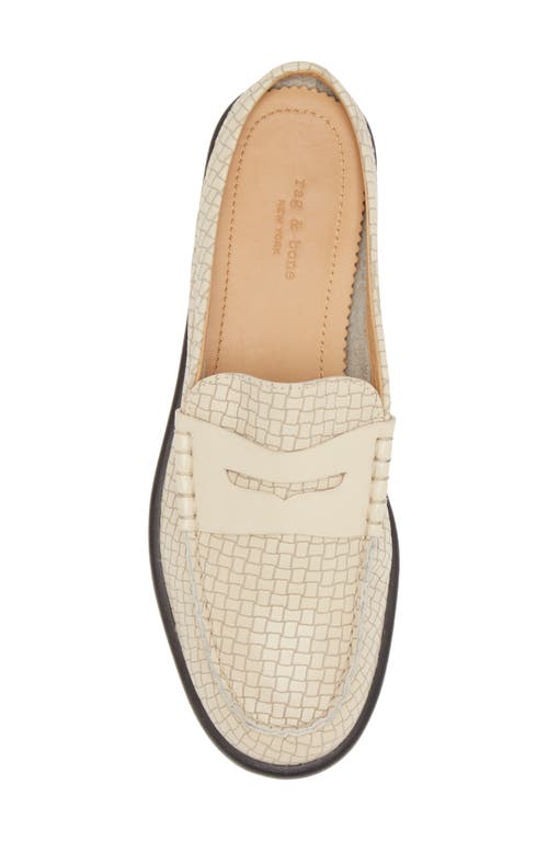 Rag & Bone Carter Embossed Leather Penny Loafer Mules In Greigebktw Leather