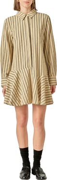 English Factory Texture Collar Long Sleeve Mini Shirtdress