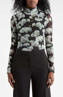 Ted Baker Mock Neck Long Sleeve Mesh Top
