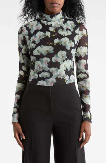 Ted Baker Mock Neck Long Sleeve Mesh Top
