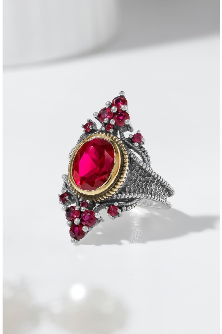 Lab Created Ruby Statement Ring, Alternate, color, PINK